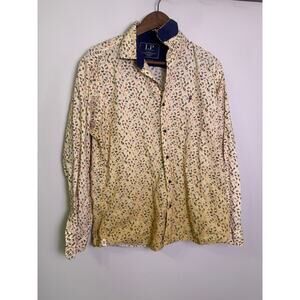 LP Jermyn Fit Men’s Long Sleeve Button Down Shirt Yellow Butterfly Print 42